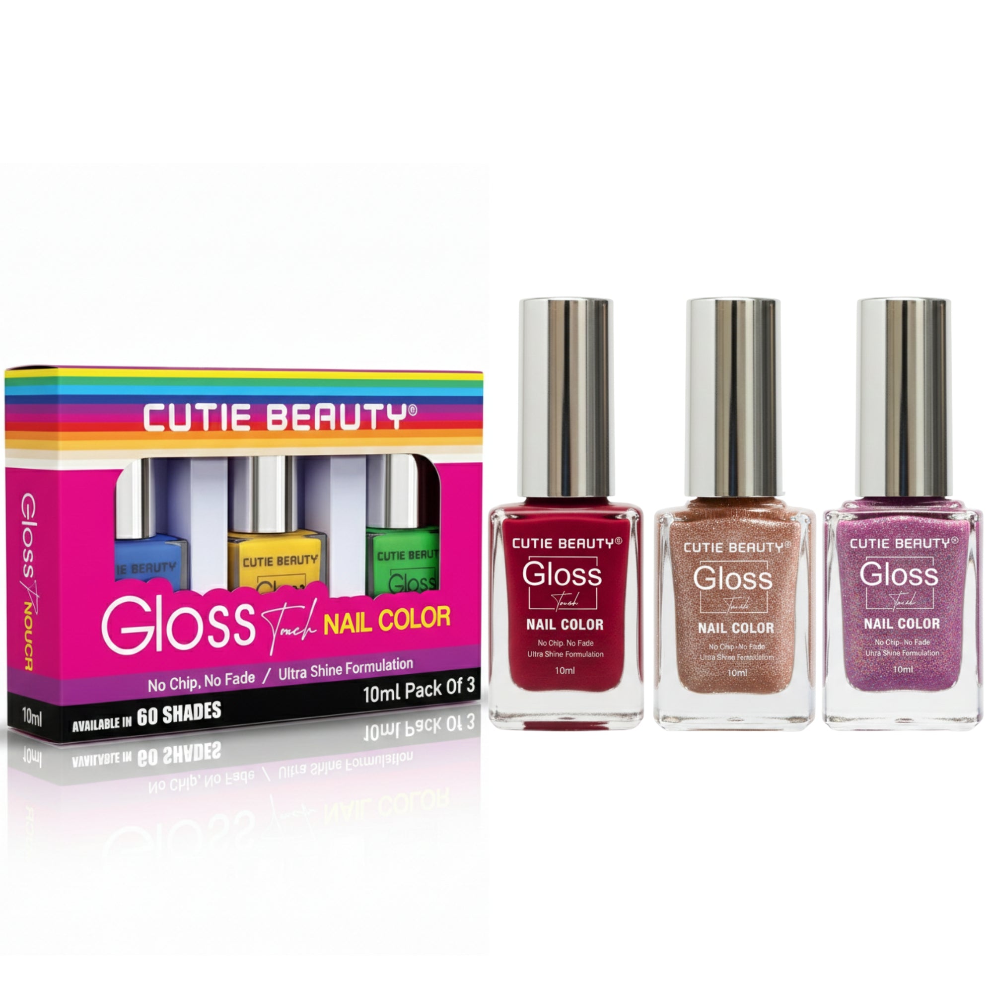 Glossy Nail Polish Pack of 3