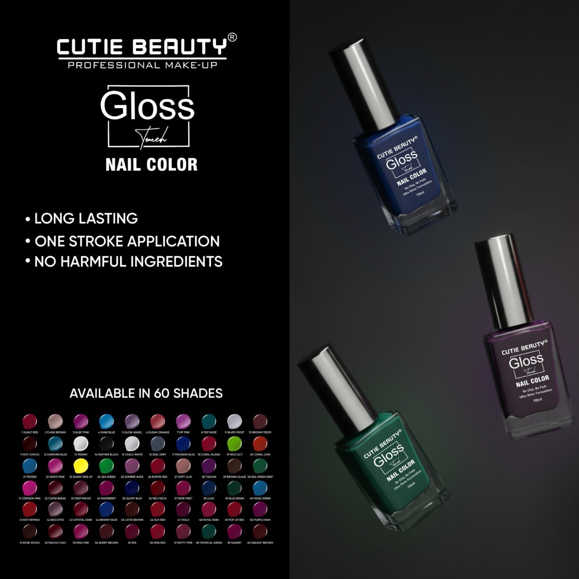 Glossy Nail Polish Pack of 3