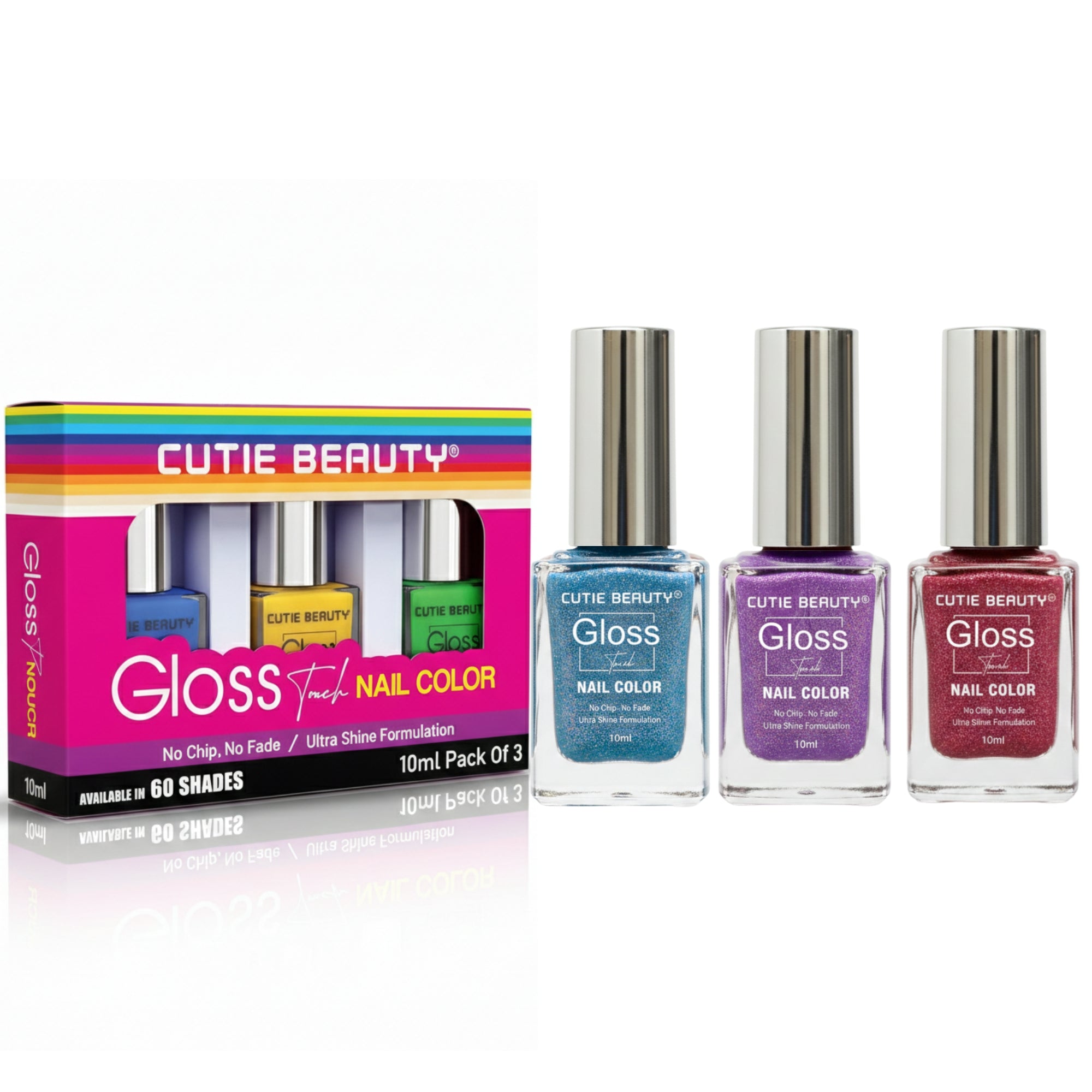 Glossy Nail Polish Pack of 3