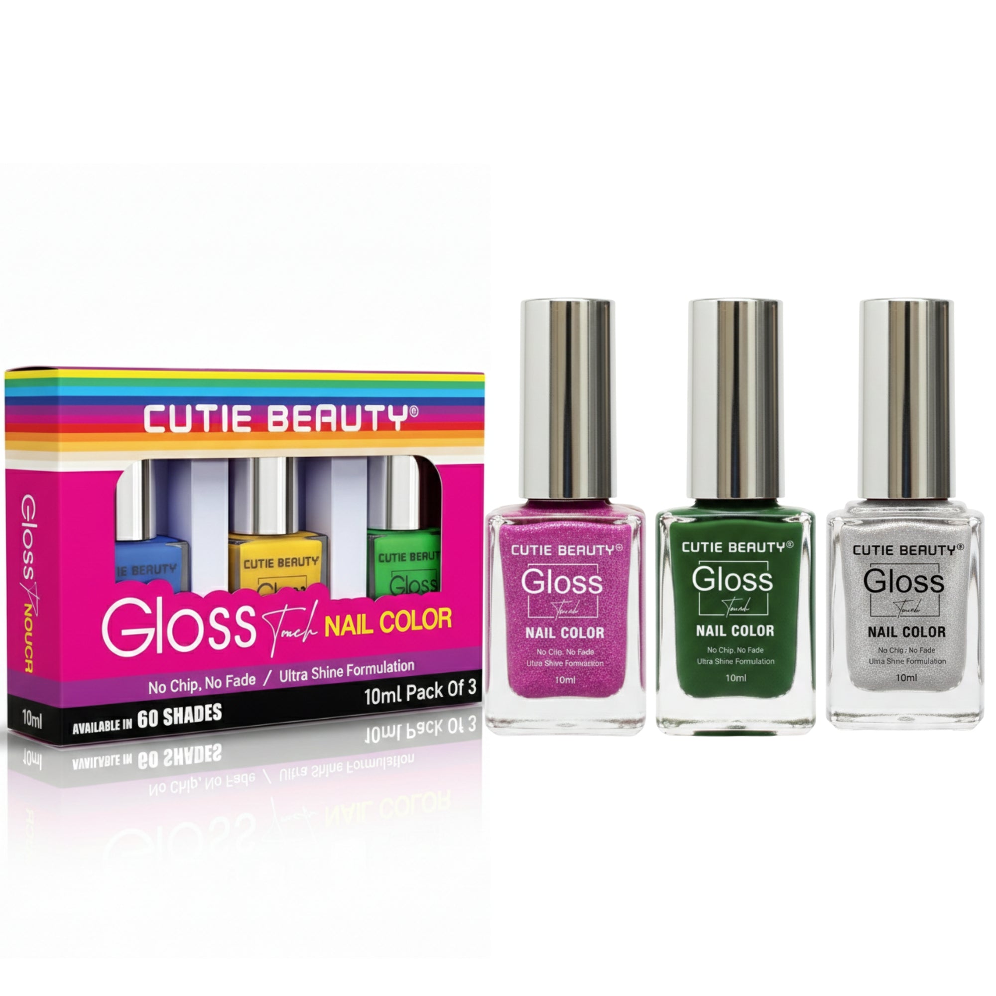 Glossy Nail Polish Pack of 3