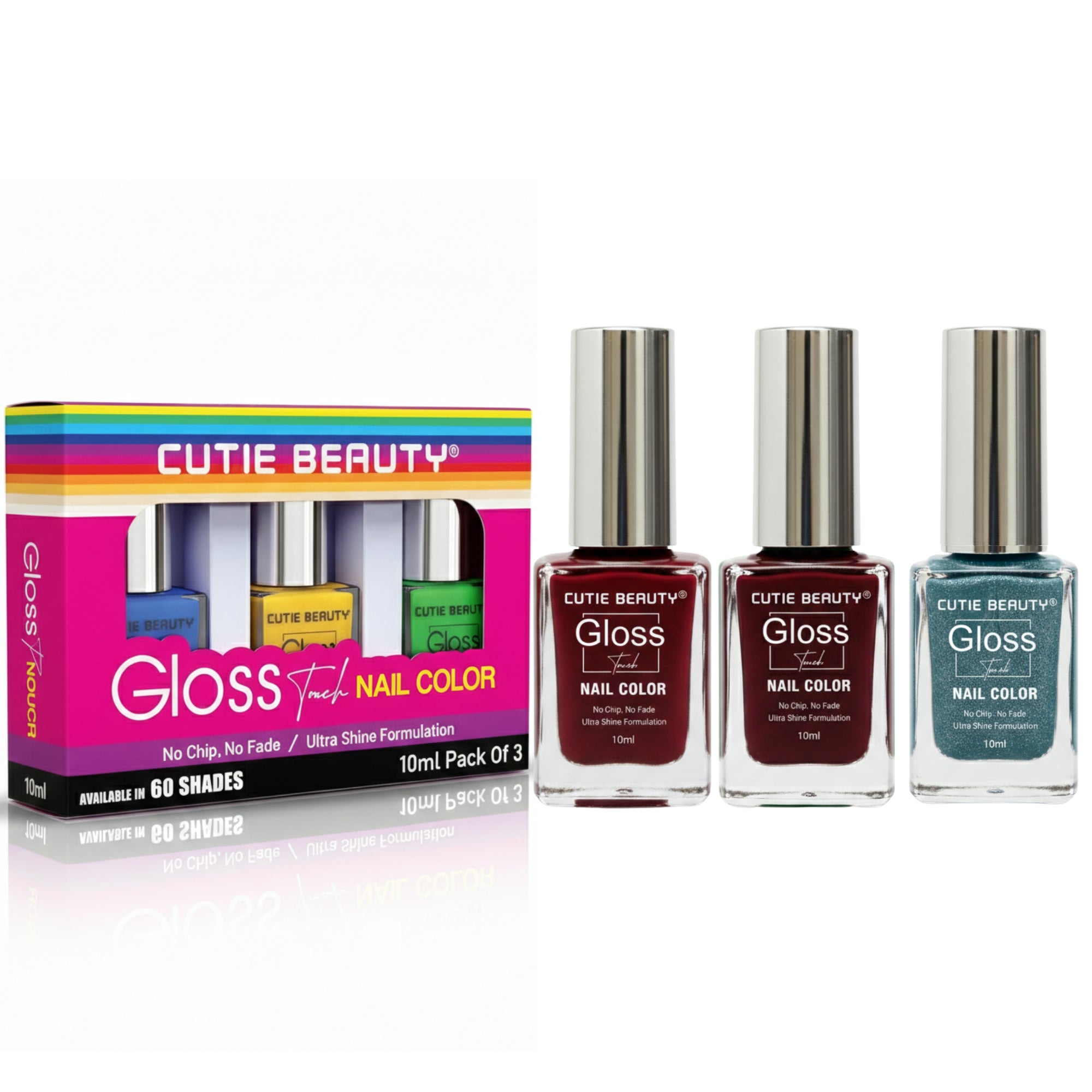 Glossy Nail Polish Pack of 3