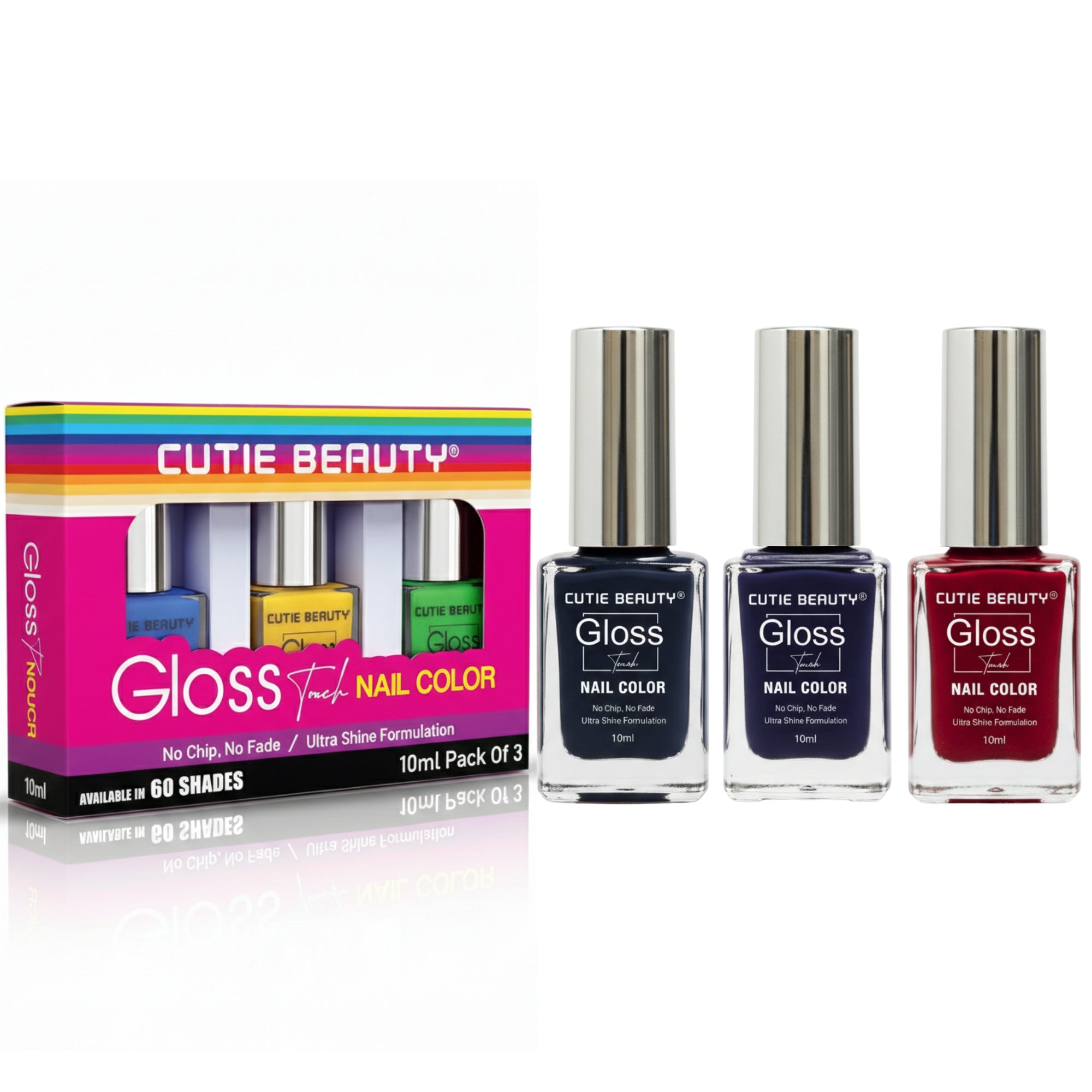 Glossy Nail Polish Pack of 3
