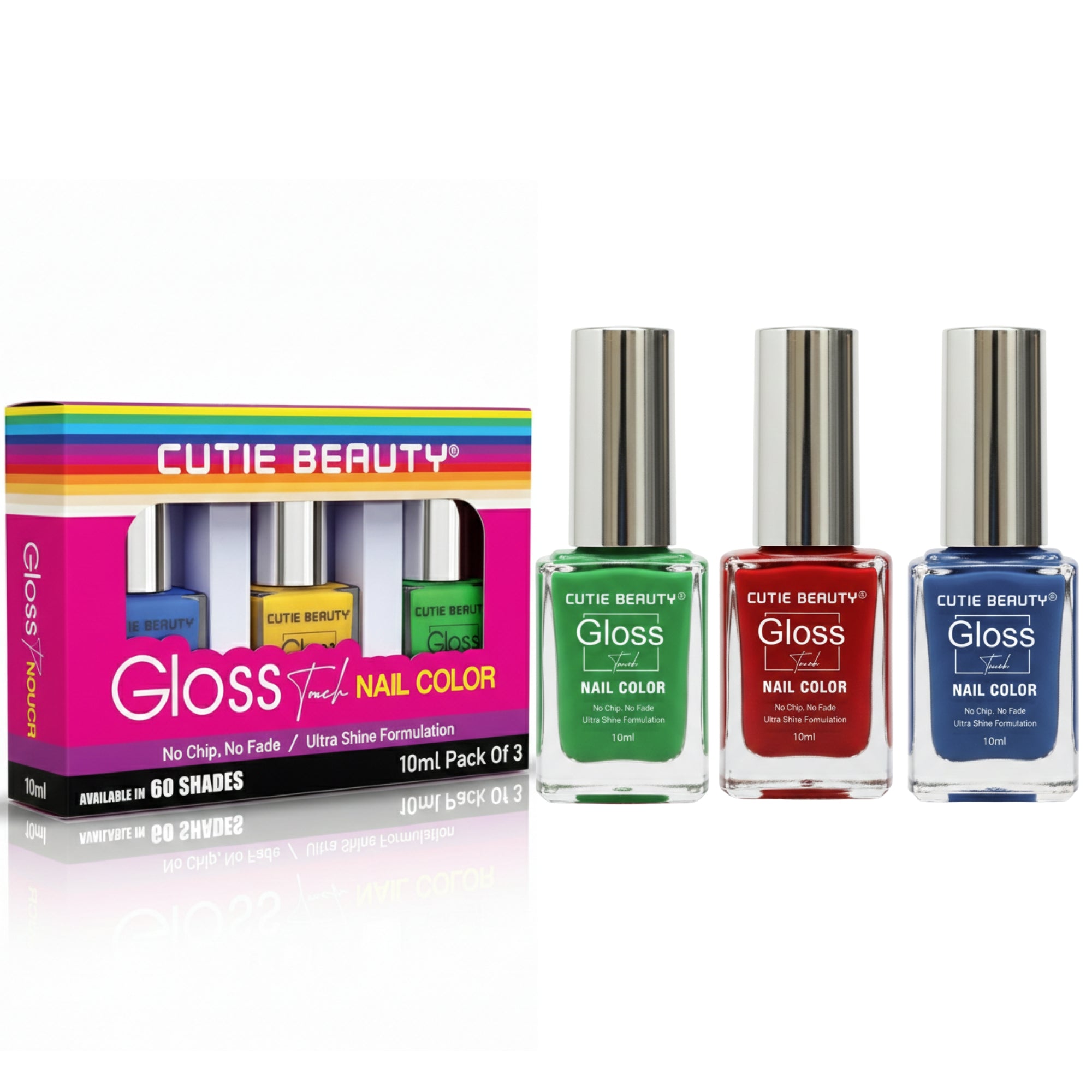 Glossy Nail Polish Pack of 3