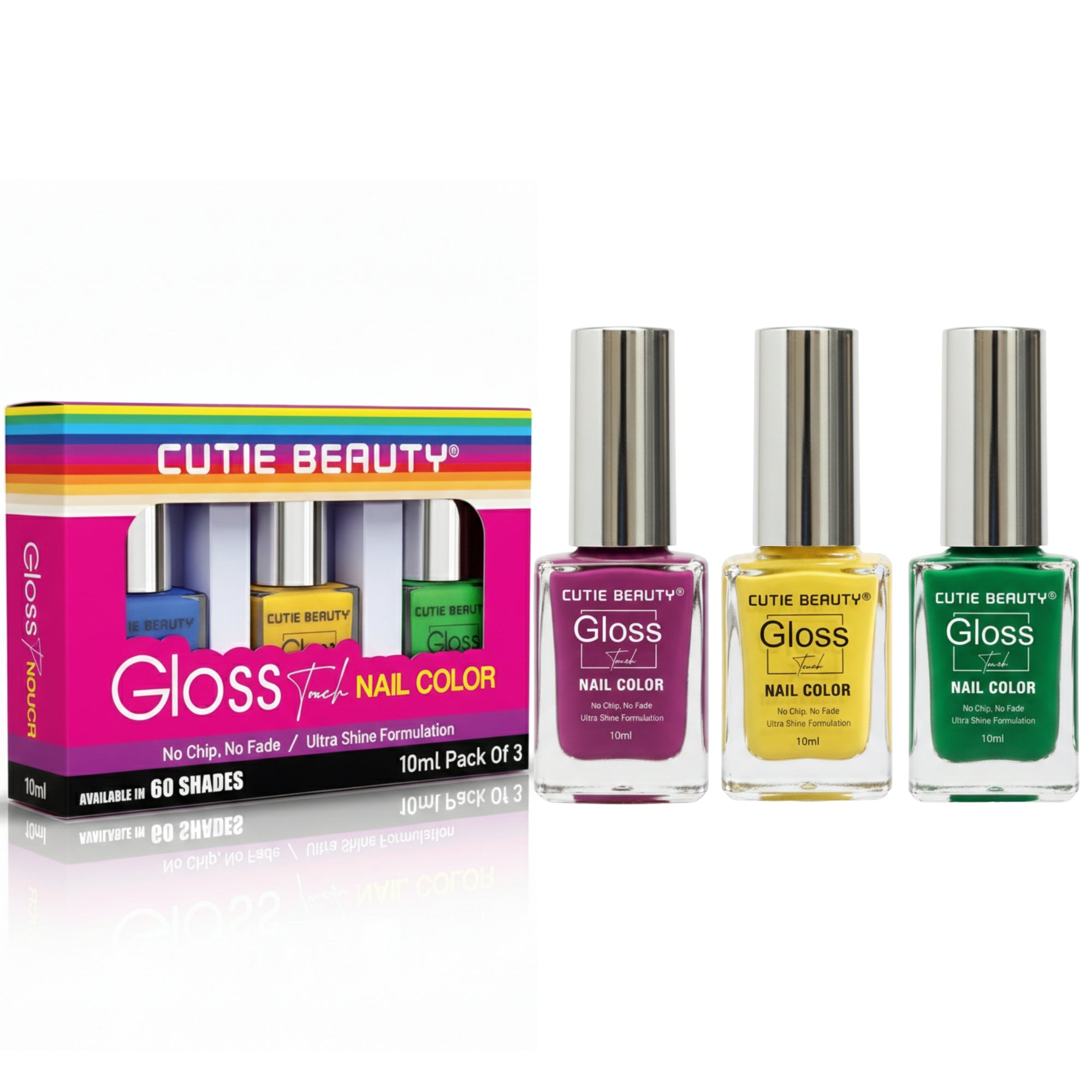 Glossy Nail Polish Pack of 3