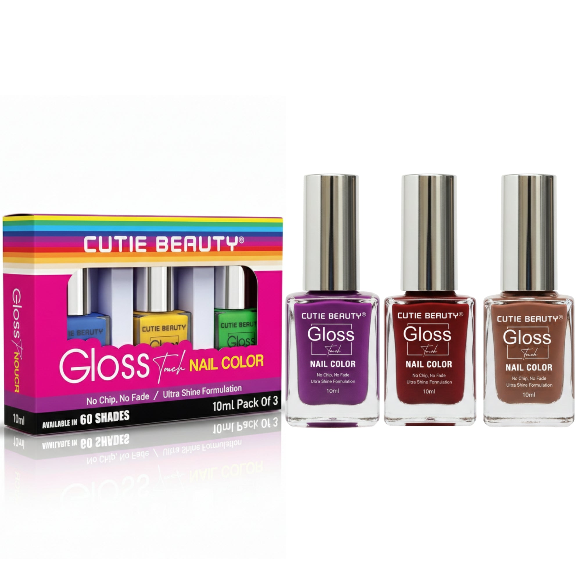 Glossy Nail Polish Pack of 3